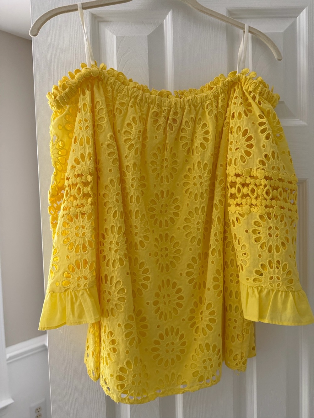 Lilly Pulitzer Sunny Yellow Eyelet Off-Shoulder Top